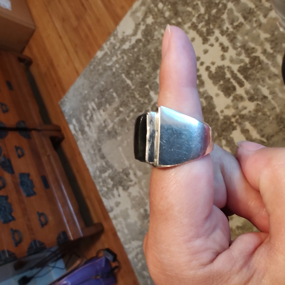 Square Silver Ring With Labradorite Stone - image 8